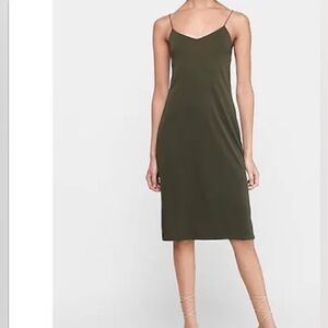 express SOFT KNIT MIDI SLIP DRESS olive green